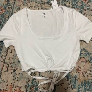 White PacSun cropped white tshirt- Medium